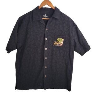 Disney Parks Embroidered Button Down Shirt Mens Med Black Mickey In Paradise